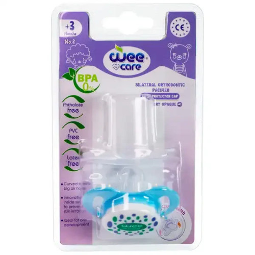 پستانک ارتودنسی وی کر مدل بادامی مات دربدار Comfort سایز 3ماه Wee Care-P147