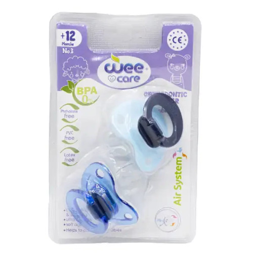 پستانک ارتودنسی وی کر مدل دوقلو مات و شفاف سایز 12ماه -Wee Care-P133